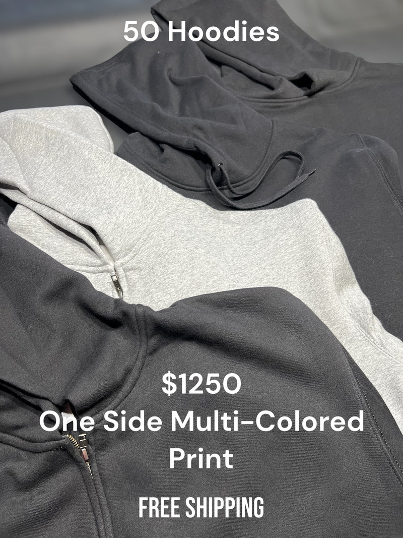 50 One Side Multi-Colored Print Hoodies